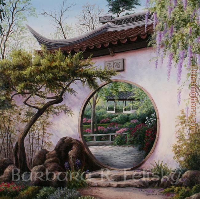 Moon Gate Garden painting - Barbara Felisky Moon Gate Garden art painting